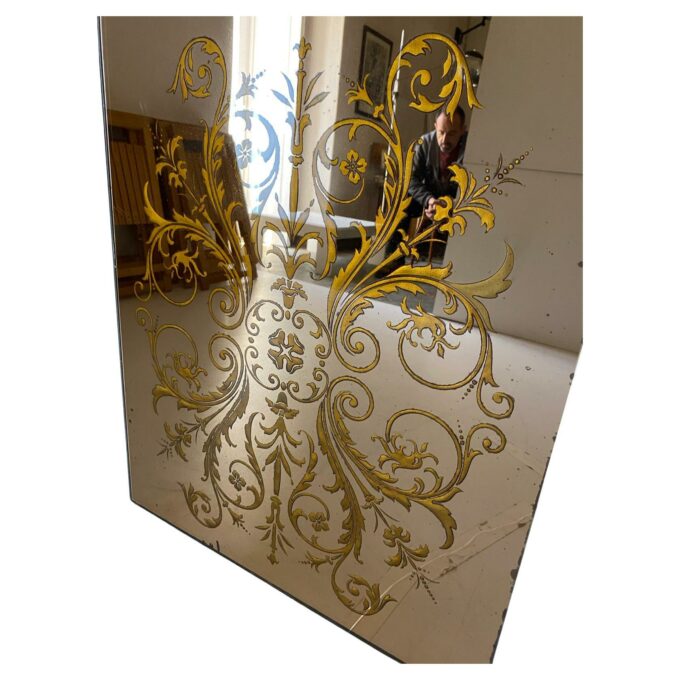 Vintage golden floreal wall mirror, Italy 1960s