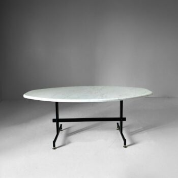 Calacatta Marble Eliptical Coffee Table, Italy 1960s
