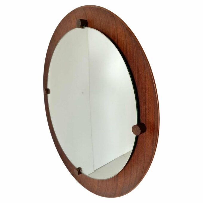 Vintage curved wood mirror, Campo e Graffi, Italy 1960s