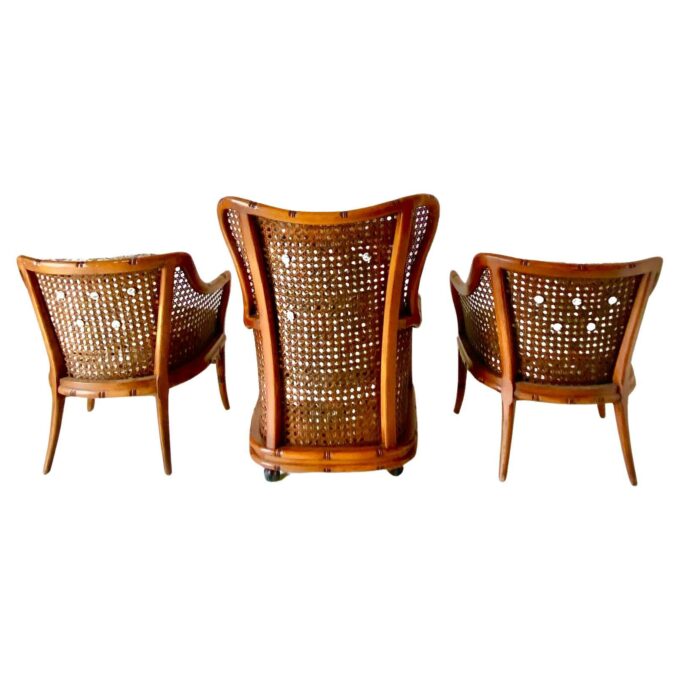 Vintage faux bamboo and rattan garden set, Giorgetti Italy 70s