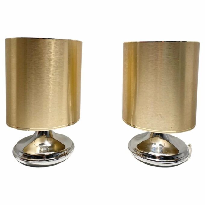 Pair of vintage lamps with brass shade, Italy 1970s