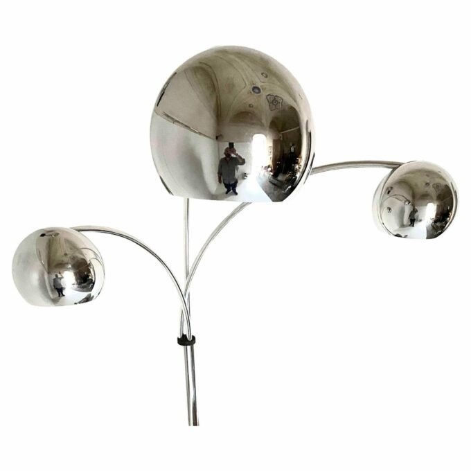 Vintage chromed floor lamp with flexible lights spots, Reggiani, Italy 1960s