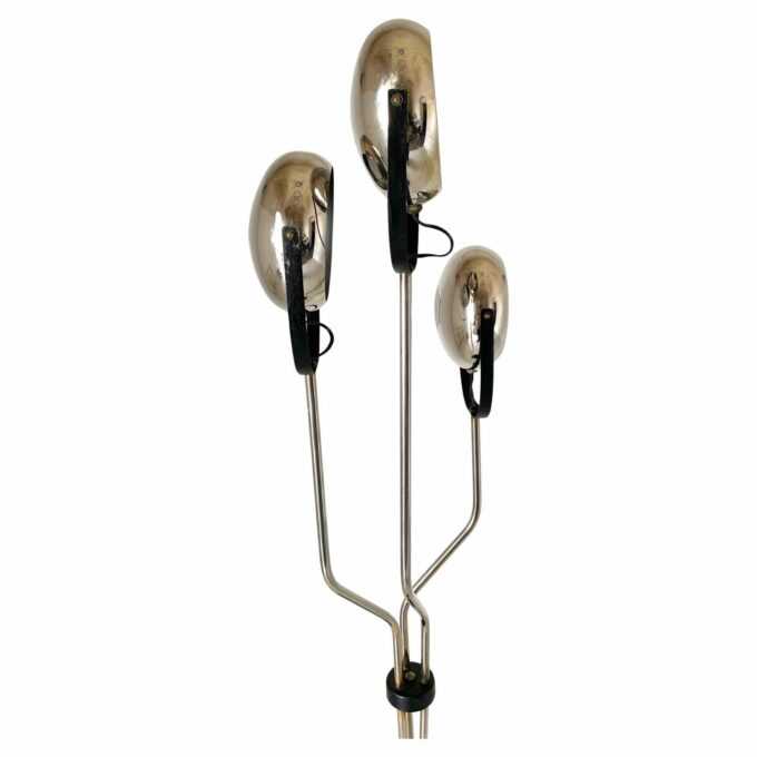 Vintage chromed floor lamp with three adjustable lights spots, Reggiani 1960s