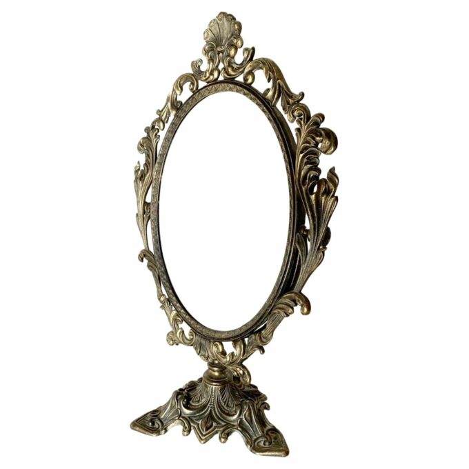 Art nouveau brass table mirror, Italy 1920s