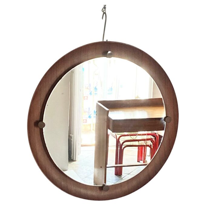 Vintage curved wood mirror, Campo e Graffi, Italy 1960s