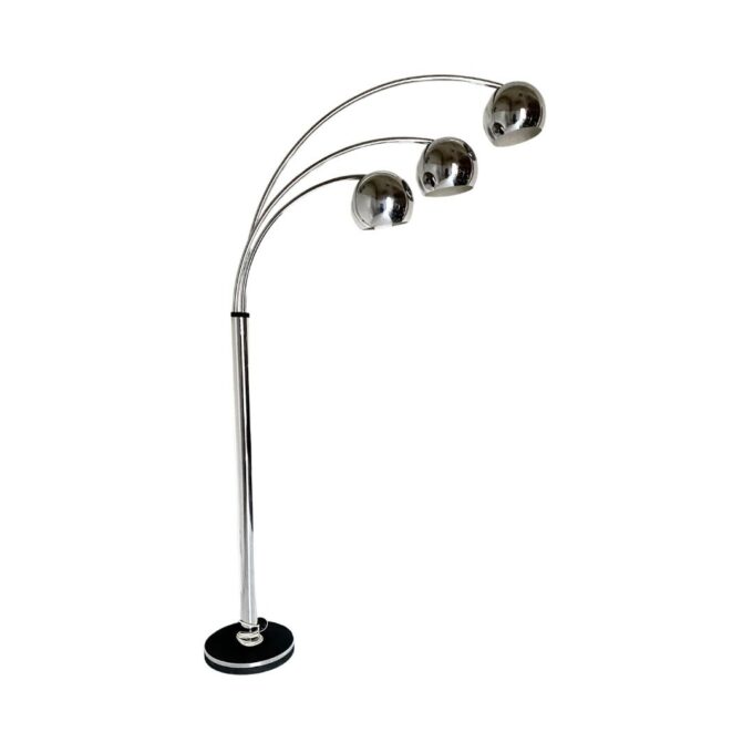 Vintage chromed floor lamp with flexible lights spots, Reggiani, Italy 1960s