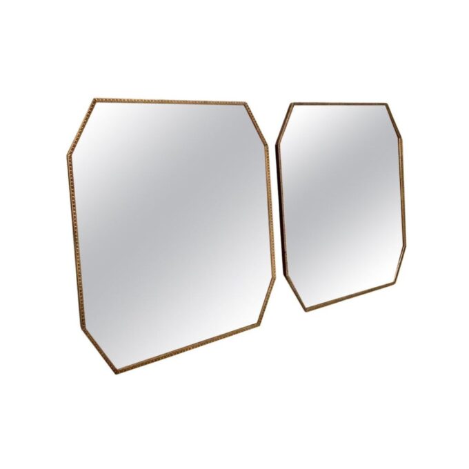 Pair of large mirrors with wooden frames, Itali 1940s