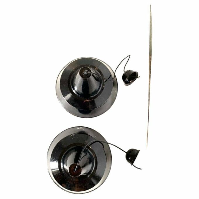 Black industrial lights, Set of two, Italy 1950s