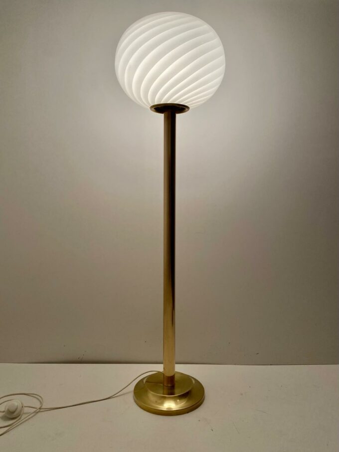 Midcentury Modern Brass and Murano Floor Lamp, Italy 1960s