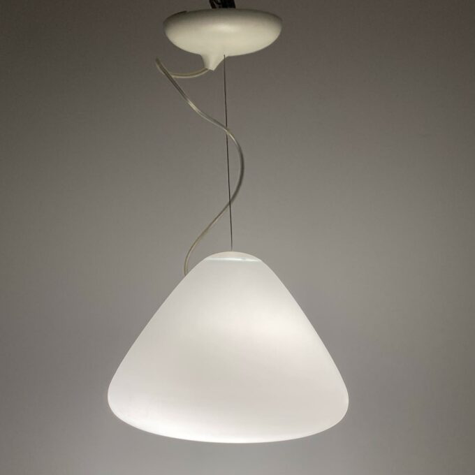 White glass pendant " Capsule " designed by Ross Lovegrove for Artemide. Italy 2010