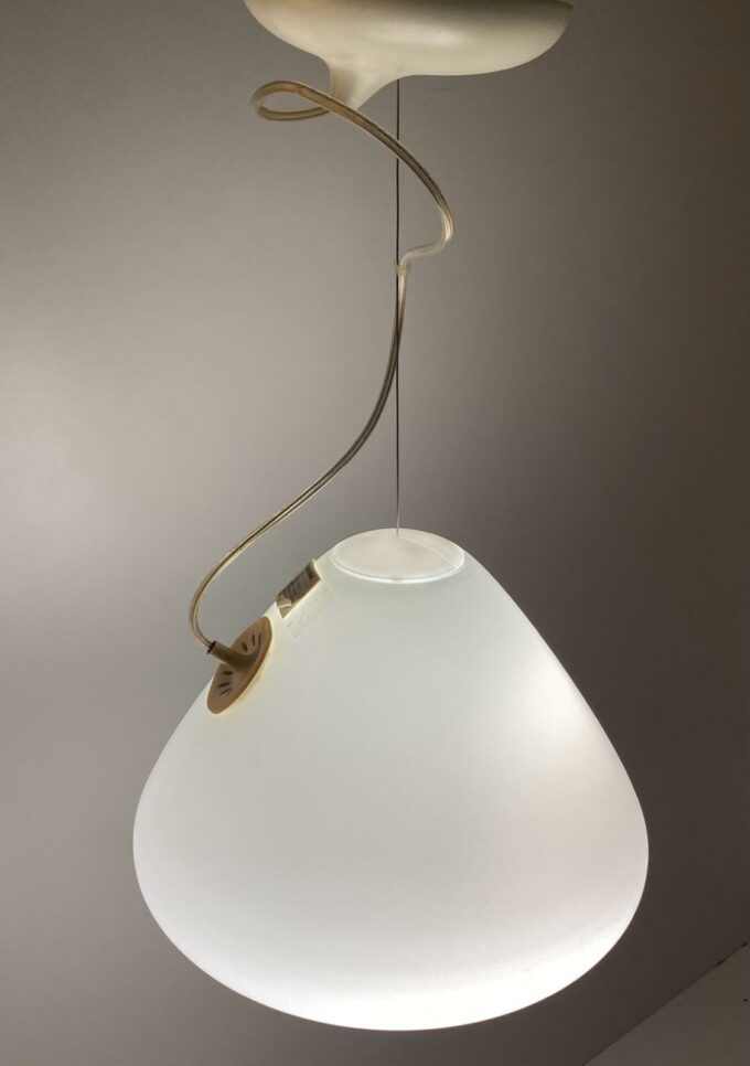 White glass pendant " Capsule " designed by Ross Lovegrove for Artemide. Italy 2010