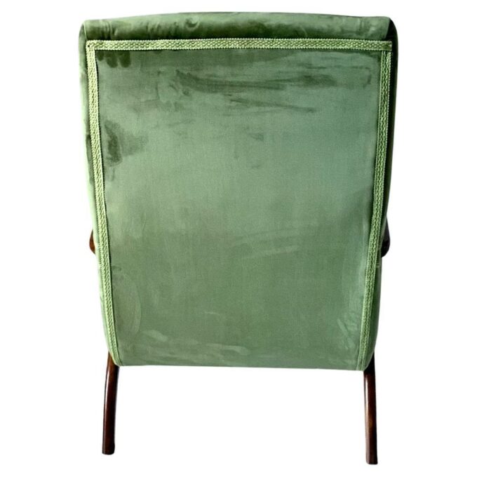 Mid Century Modern Green Velvet Armchair, Guglielmo Ulrich, Italy 1950 's