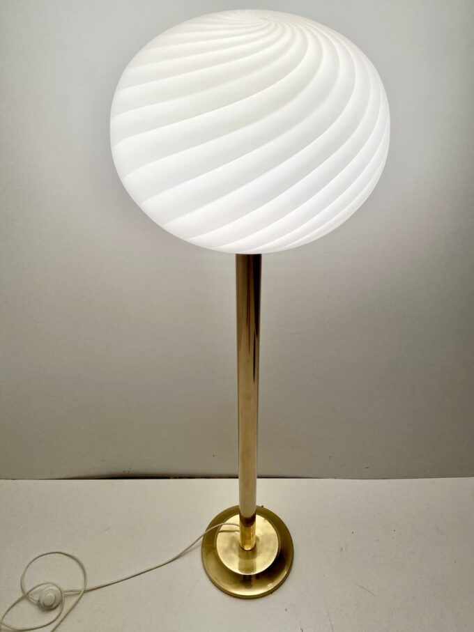 Midcentury Modern Brass and Murano Floor Lamp, Italy 1960s