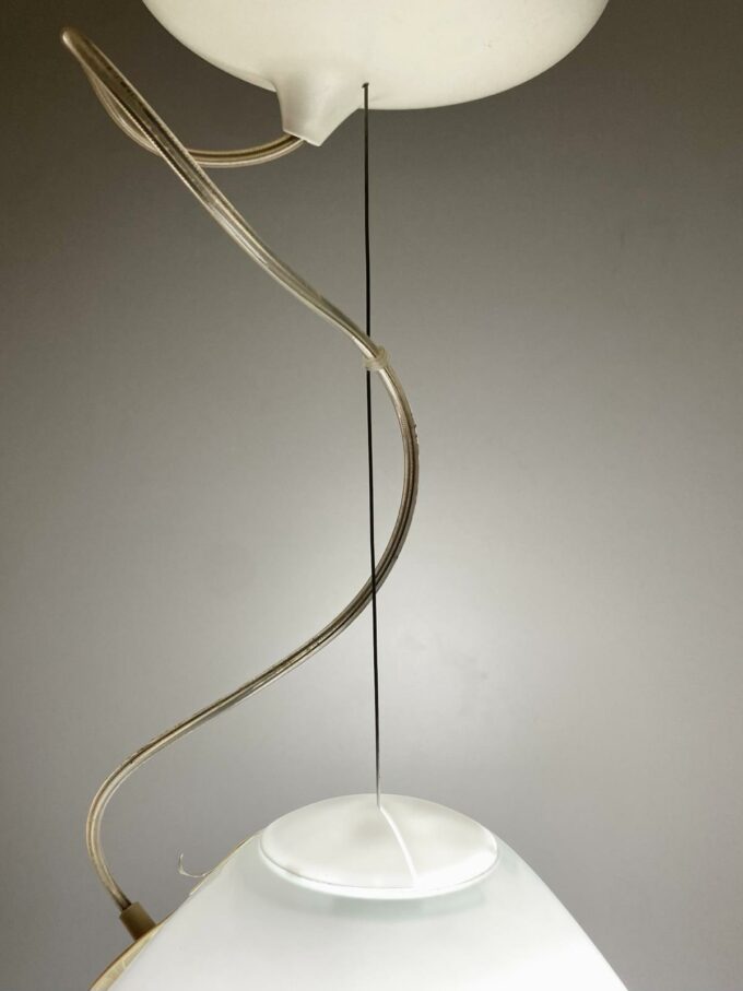 White glass pendant " Capsule " designed by Ross Lovegrove for Artemide. Italy 2010