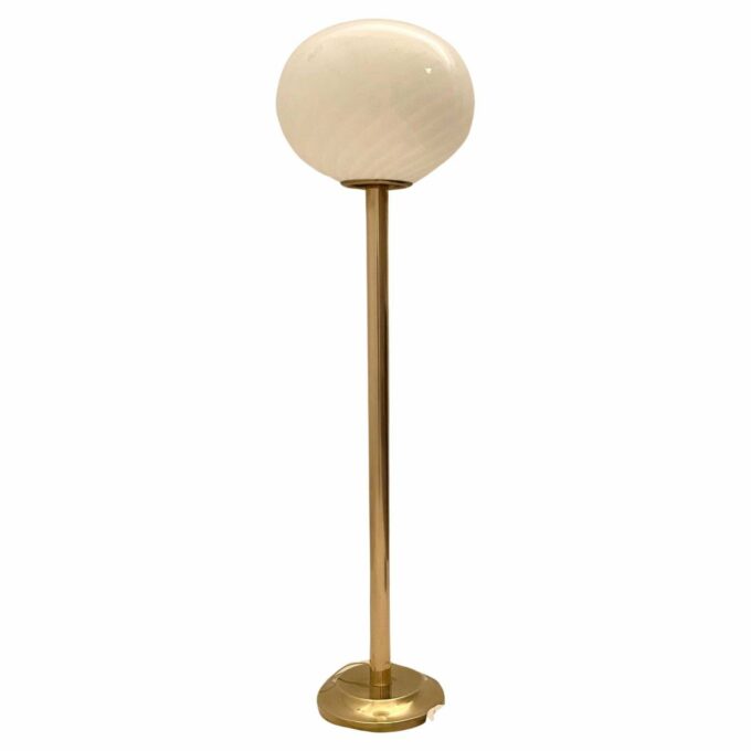 Midcentury Modern Brass and Murano Floor Lamp, Italy 1960s