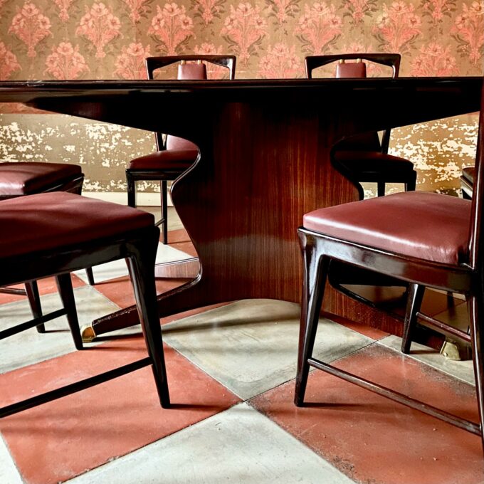 Italian Midcentury Modern Mahogany and Rosewood Dining set, Osvaldo Borsani 1950