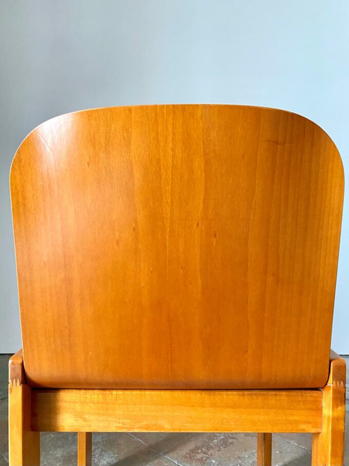 Mid Century Modern wood dining chairs, set of six, Molteni