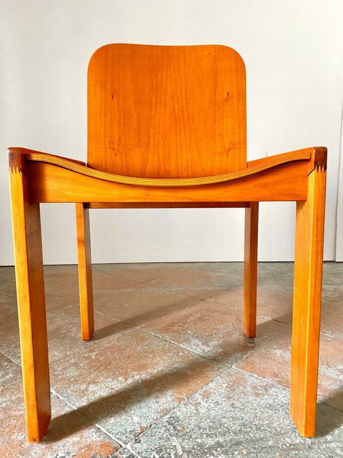 Mid Century Modern wood dining chairs, set of six, Molteni