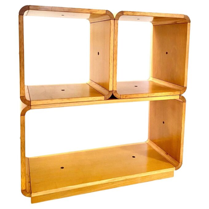 Italian Modern Modular Wood Bookcase, Carlo De Carli for FIARM