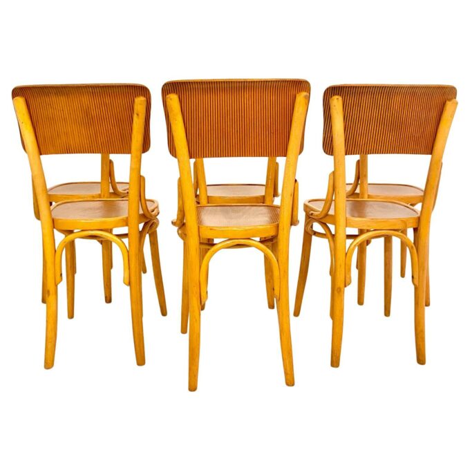 Mid Century Modern Dining Room Zebra Wood Chairs, set of six