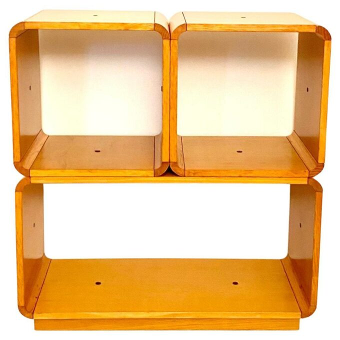 Italian Modern Modular Wood Bookcase, Carlo De Carli for FIARM