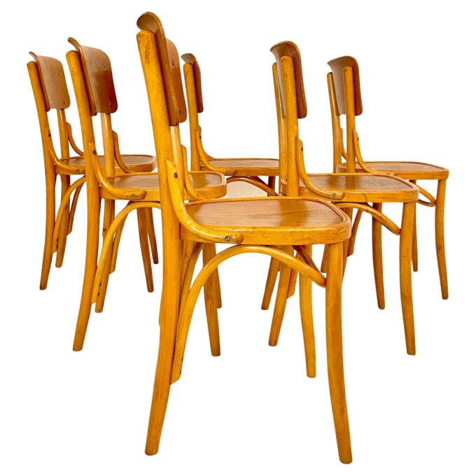 Mid Century Modern Dining Room Zebra Wood Chairs, set of six