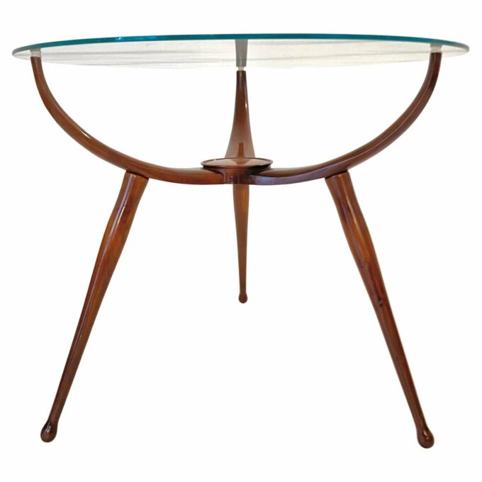 Wood spider table, in the style of Carlo De Carli, Italy 1950s