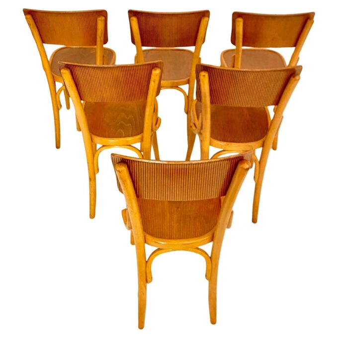 Mid Century Modern Dining Room Zebra Wood Chairs, set of six