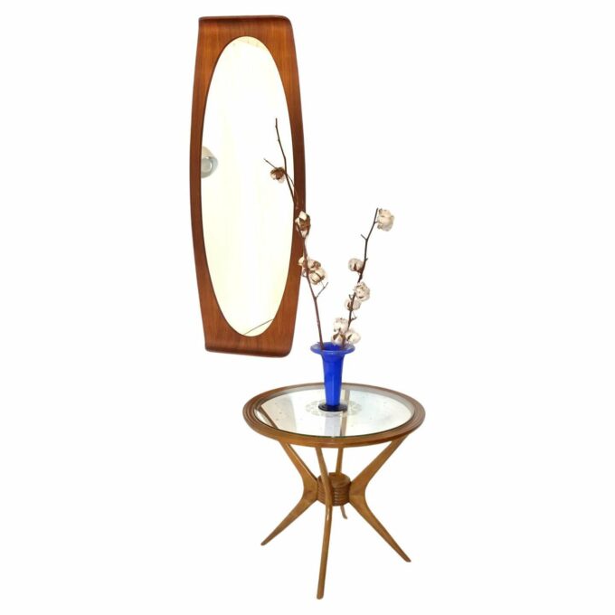 Mid Century Modern Wood Wall Mirror, Campo e Graffi