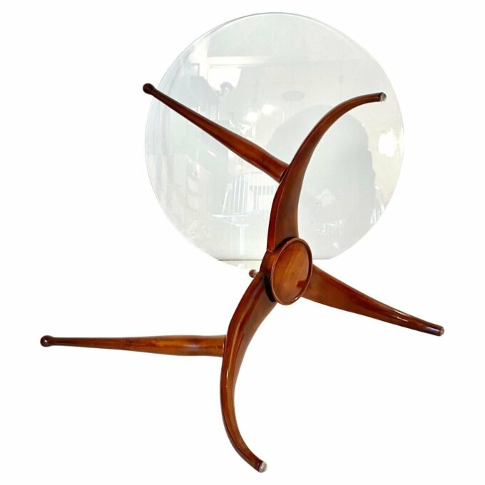 Wood spider table, in the style of Carlo De Carli, Italy 1950s