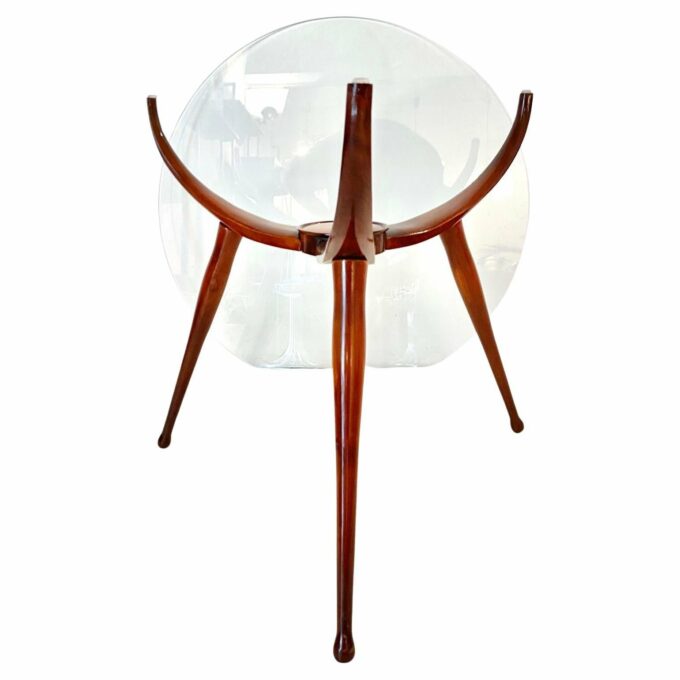 Wood spider table, in the style of Carlo De Carli, Italy 1950s