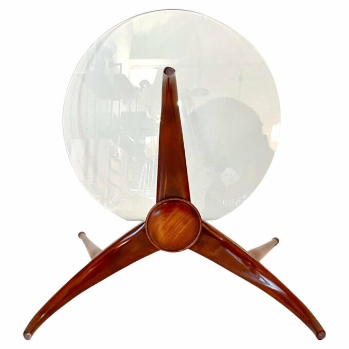 Wood spider table, in the style of Carlo De Carli, Italy 1950s