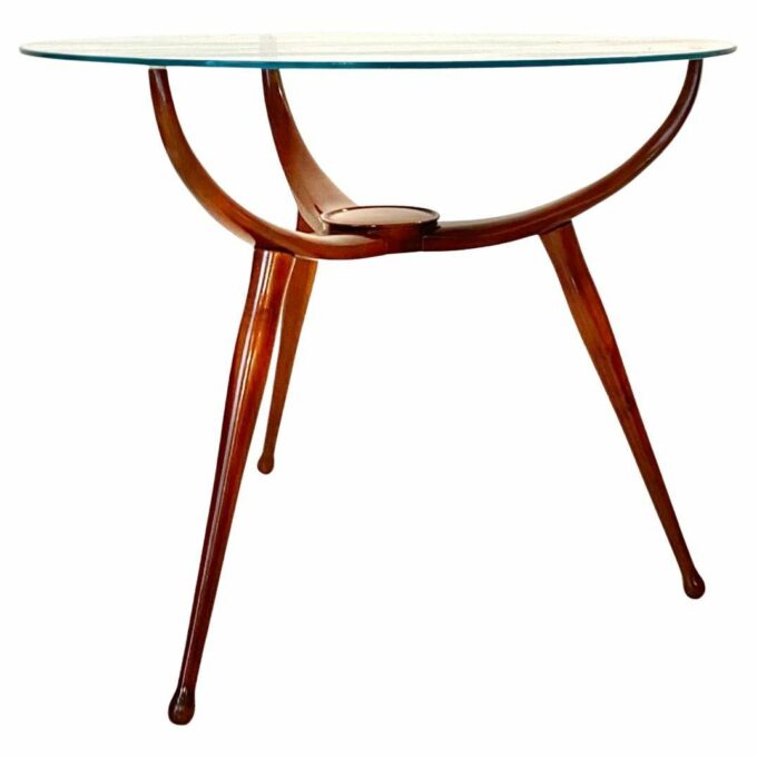 Wood spider table, in the style of Carlo De Carli, Italy 1950s