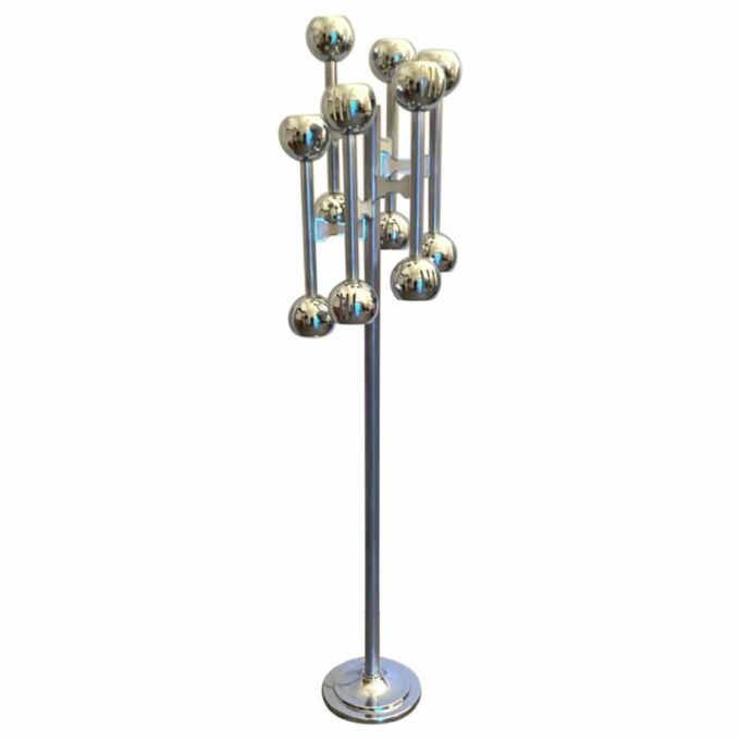 Space Age Chromed Floor Lamp, Italy 1970