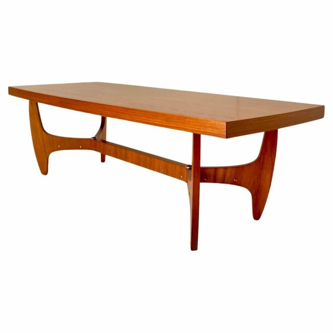 Midcentury Modern Big Wood Sofa Table, Italy 1960