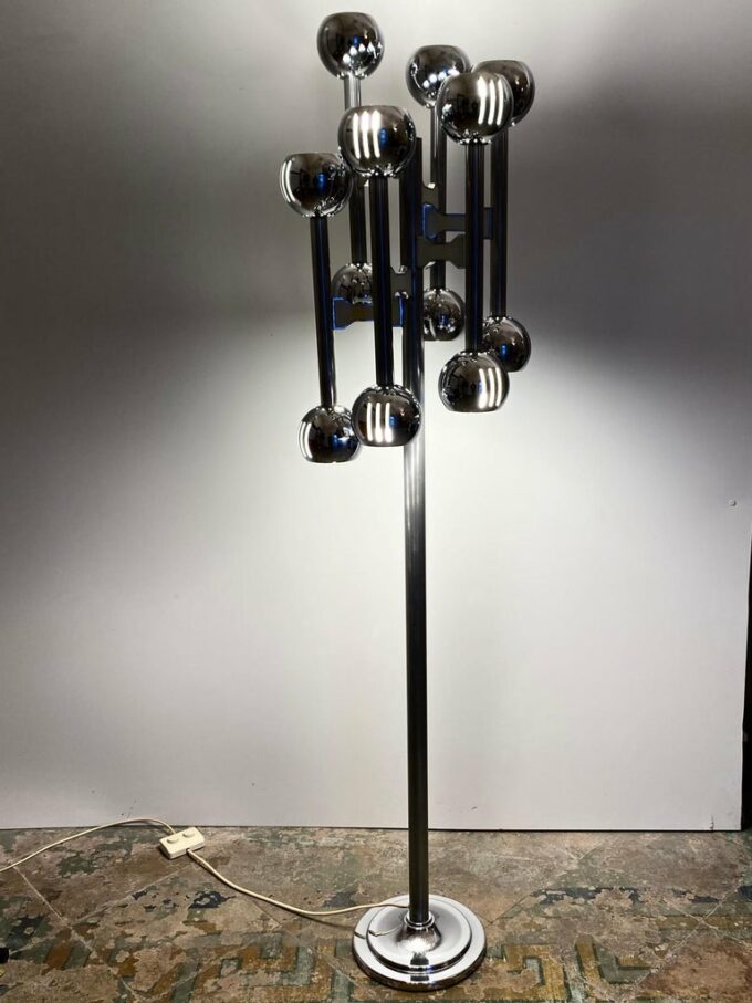 Space Age Chromed Floor Lamp, Italy 1970