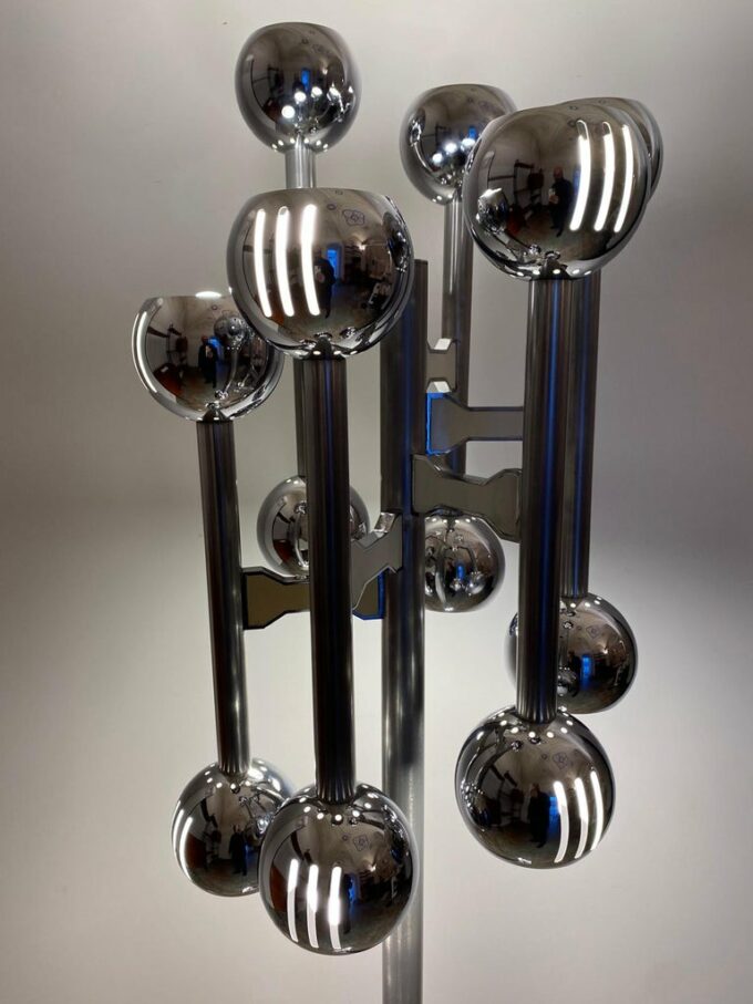 Space Age Chromed Floor Lamp, Italy 1970