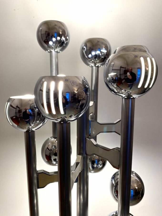 Space Age Chromed Floor Lamp, Italy 1970