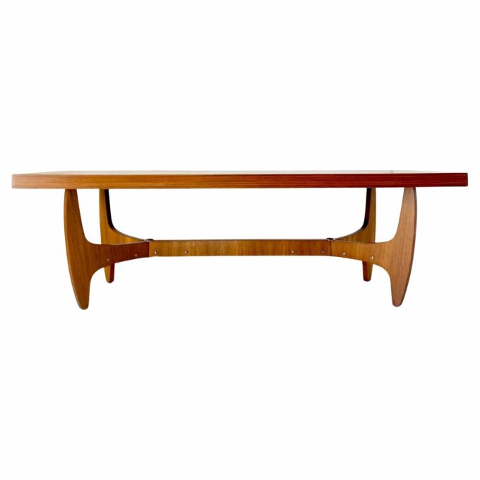 Midcentury Modern Big Wood Sofa Table, Italy 1960