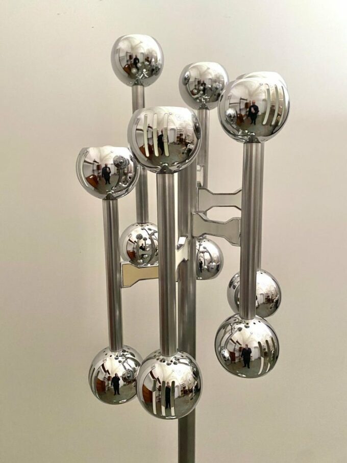 Space Age Chromed Floor Lamp, Italy 1970