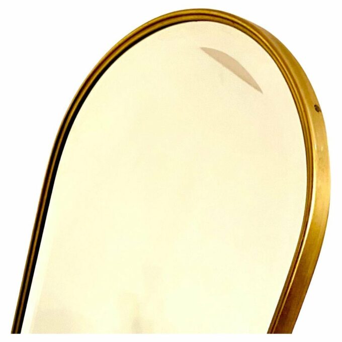 Classic baroque style Brass floor mirror, Italy 1950