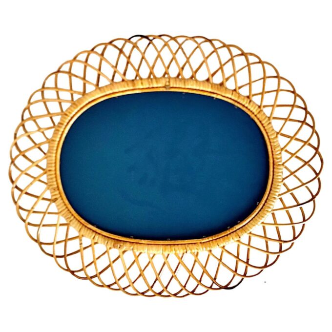 Midcentury Modern Large Sunburst Bamboo Mirror, Italy 1960s