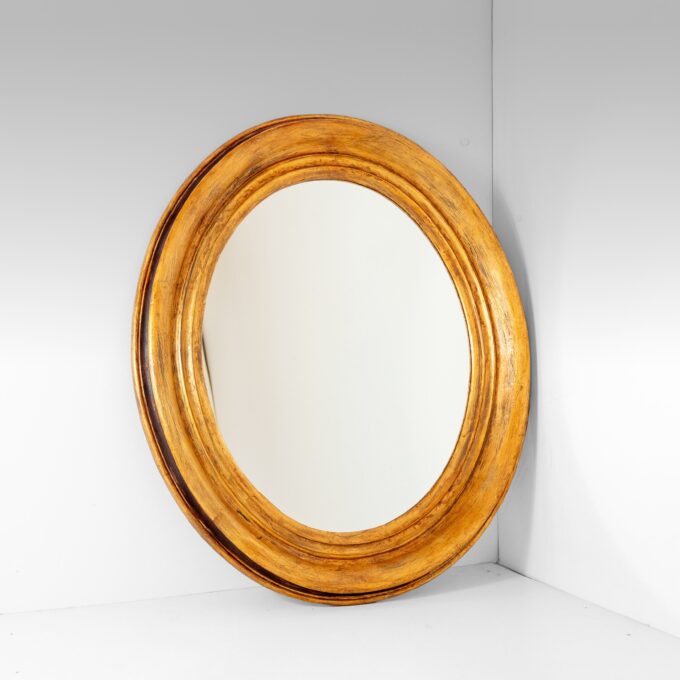 19th Century Italian Golden Wood Oval Mirror - Image 6