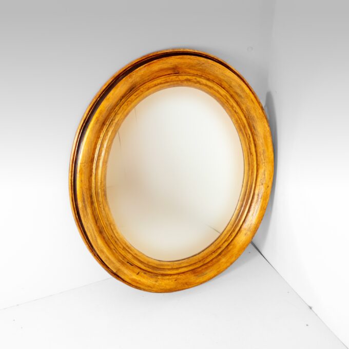 19th Century Italian Golden Wood Oval Mirror - Image 7