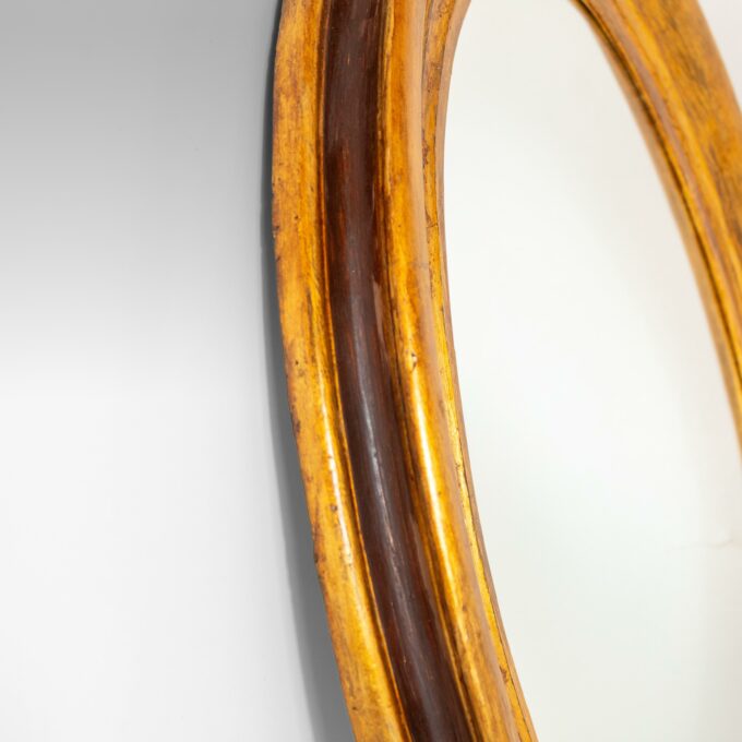 19th Century Italian Golden Wood Oval Mirror - Image 4