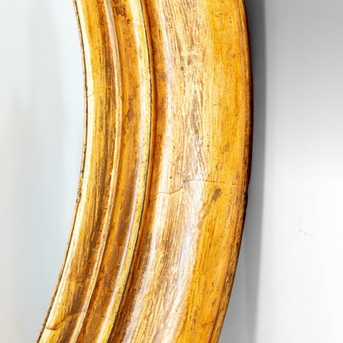 19th Century Italian Golden Wood Oval Mirror - Image 2