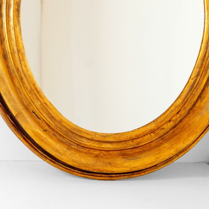 19th Century Italian Golden Wood Oval Mirror - Image 3