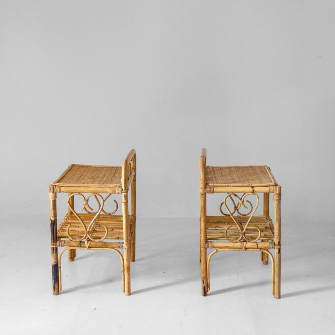 Midcentury Modern Italian Bamboo Side Tables, set of two, Italy 1960s - Image 2