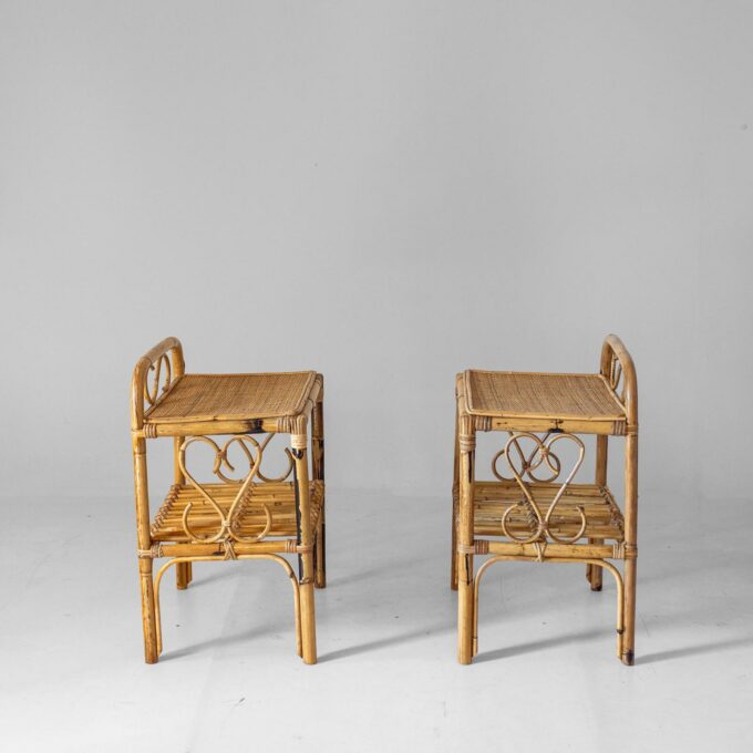 Midcentury Modern Italian Bamboo Side Tables, set of two, Italy 1960s - Image 3