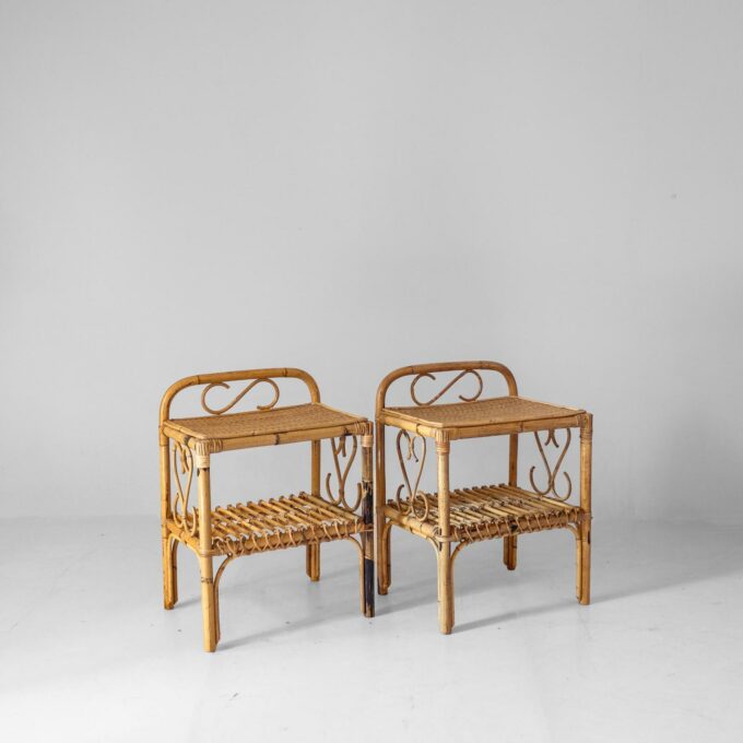Midcentury Modern Italian Bamboo Side Tables, set of two, Italy 1960s - Image 4
